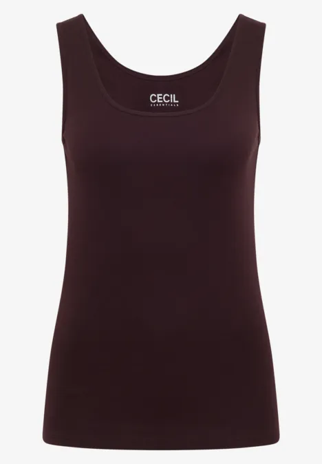 Basic top van puur katoen berry red Dunkelrotes ärmelloses Damen-Top mit rundem Halsausschnitt und schlichtem Design.
