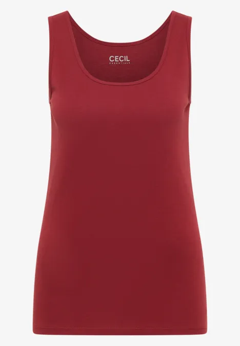 Rotes, ärmelloses Tanktop mit Rundhalsausschnitt der Marke Cecil.