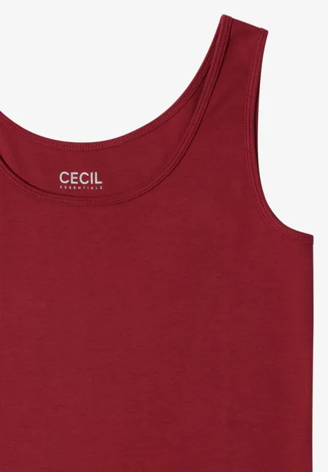Ärmelloses rotes Top der Marke CECIL mit Rundhalsausschnitt.