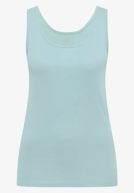 Débardeur femme bleu clair sans manches.