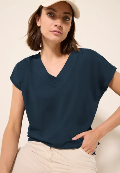 V-Neck T-Shirt dark petrol blue