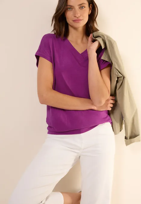 V-Neck T-Shirt anemone pink
