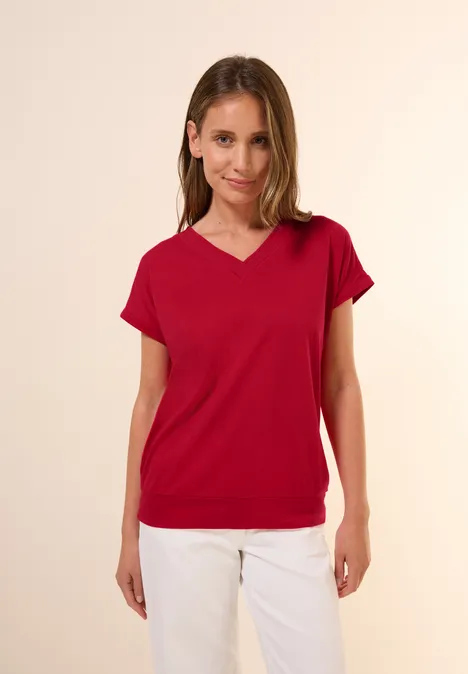 V-Neck T-Shirt glazed apple red