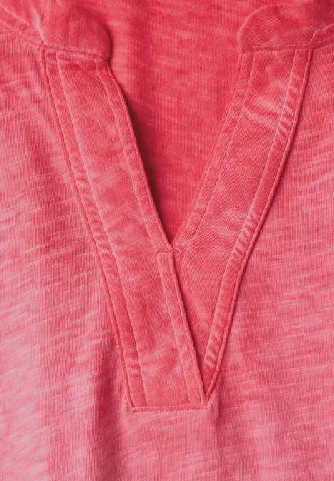 T-Shirt in Washed-Optik glazed apple red