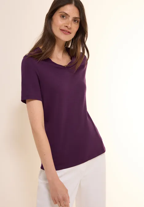 Basic V-Neck T-Shirt deep berry