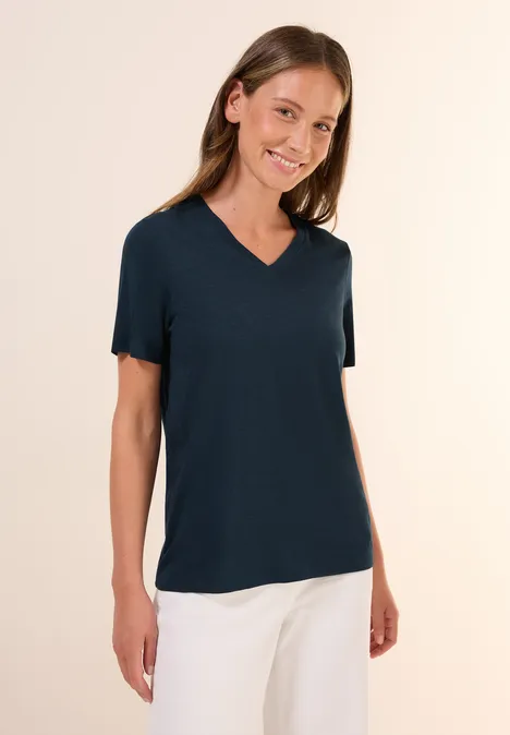 Basic V-Neck T-Shirt dark petrol blue