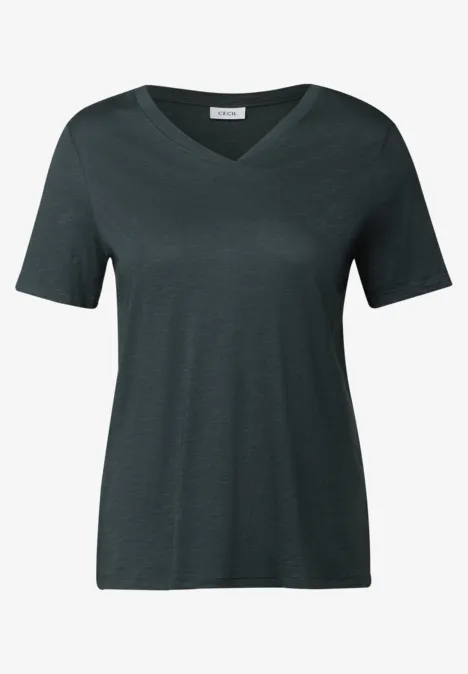 Basic V-Neck T-Shirt slate khaki