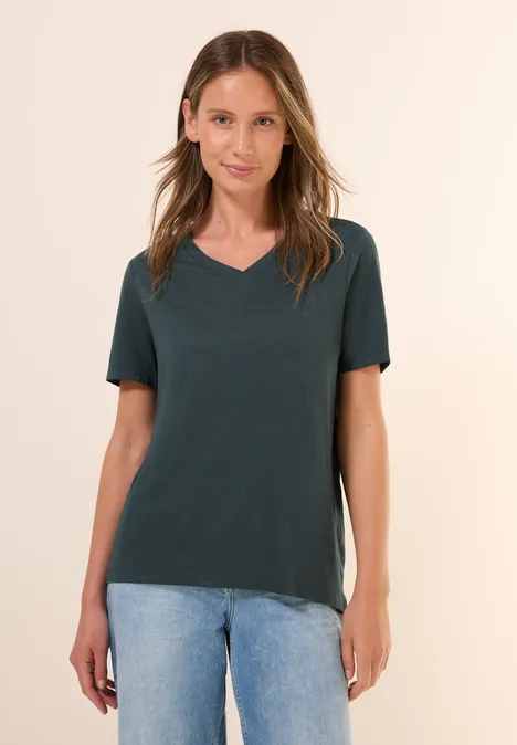 Basic V-Neck T-Shirt slate khaki