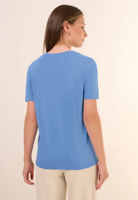 Basic V-Neck T-Shirt aster blue