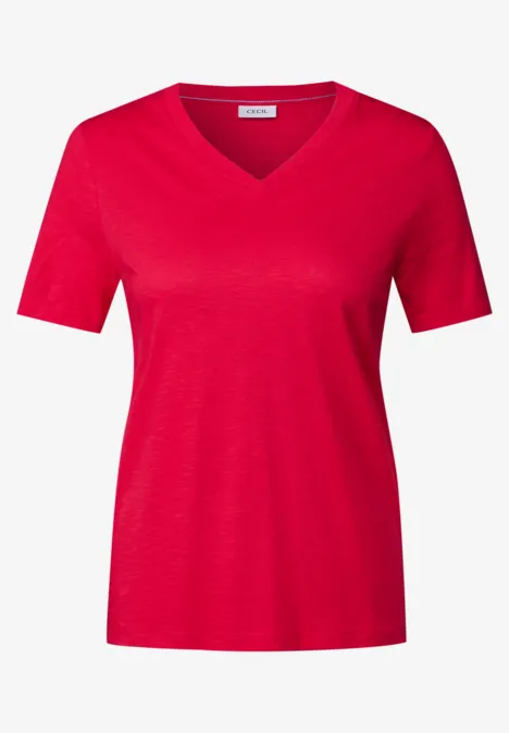 Basic V-Neck T-Shirt glazed apple red