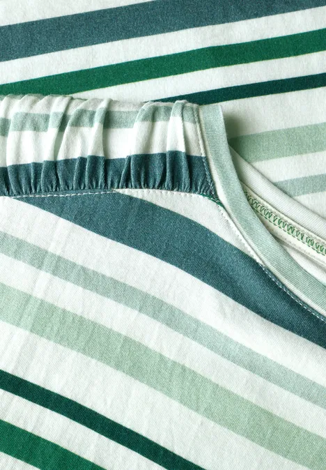Streifen-Shirt mit Raffung garden green