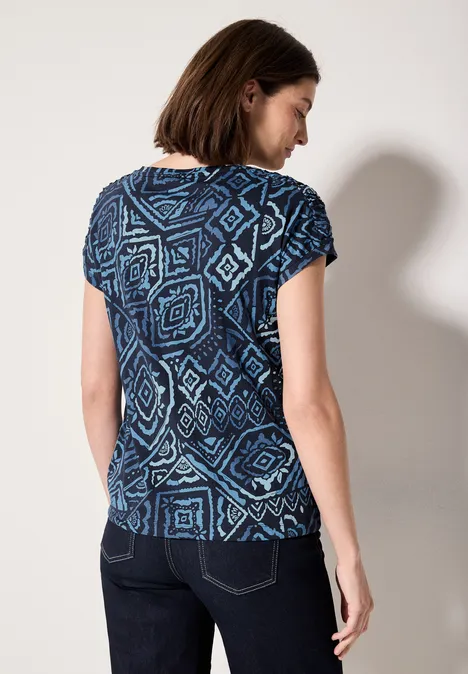 T-shirt imprimé avec fronces universal blue
