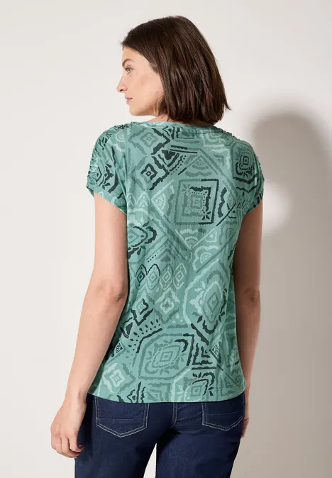 Print-Shirt mit Raffung matcha green