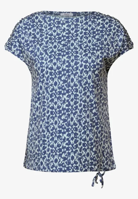 Print-Shirt mit Raffung vanilla white