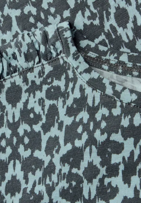 Print-Shirt mit Raffung cool salvia green