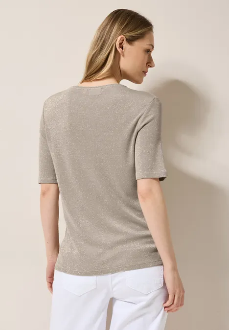 Glitzerndes T-Shirt jute beige