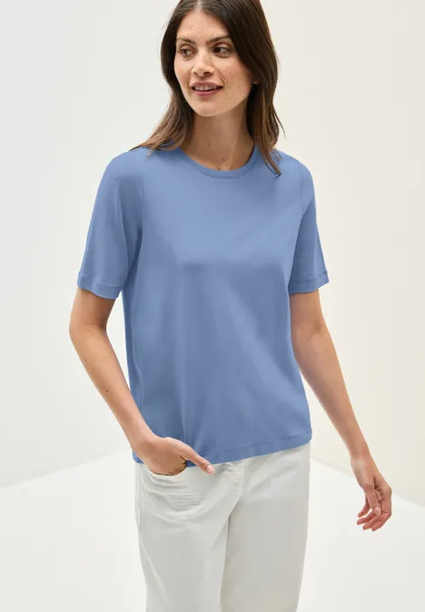 Basic Rundhals T-Shirt deep pastel blue