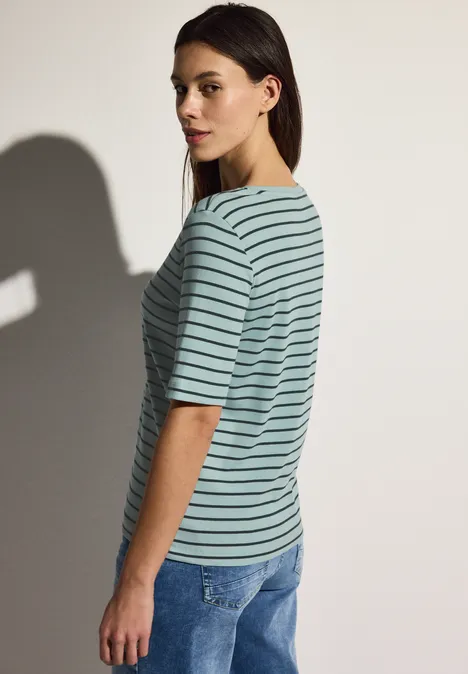 Koszulka w paski cool salvia green