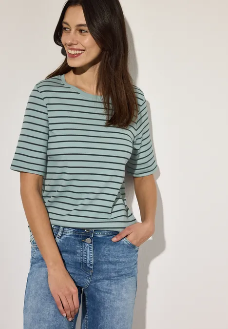 Koszulka w paski cool salvia green