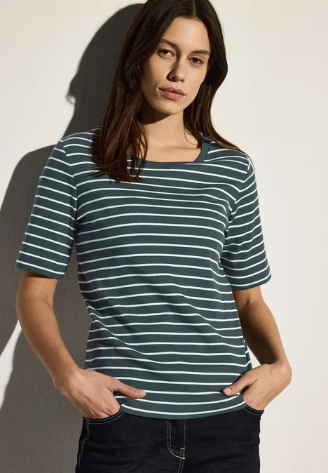 Gestreiftes T-Shirt slate khaki