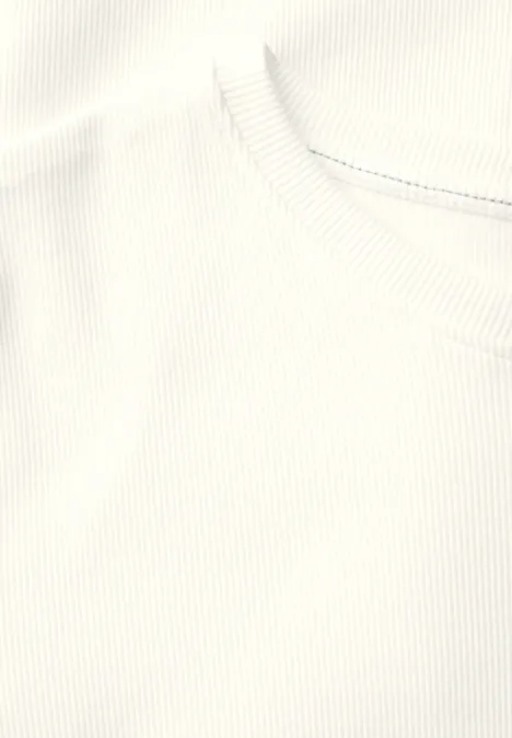 Basic Rippstruktur T-Shirt vanilla white