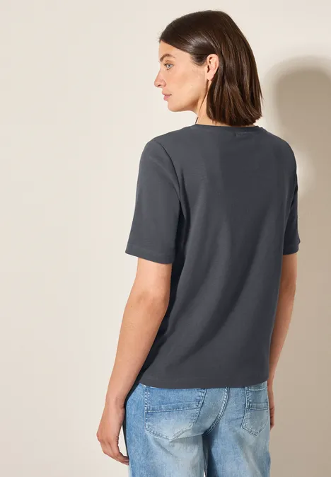 Basic Rippstruktur T-Shirt volcanic grey