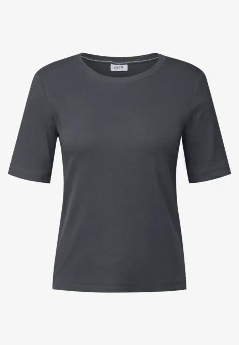 Basic Rippstruktur T-Shirt volcanic grey