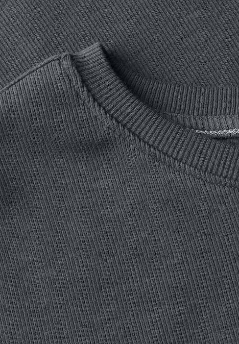 Basic Rippstruktur T-Shirt volcanic grey