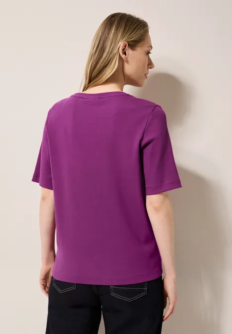 Basic Rippstruktur T-Shirt anemone pink