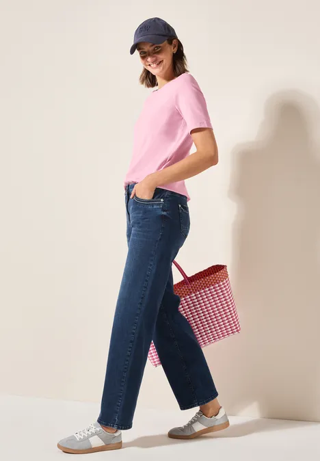 Basic Rippstruktur T-Shirt cherry blossom pink
