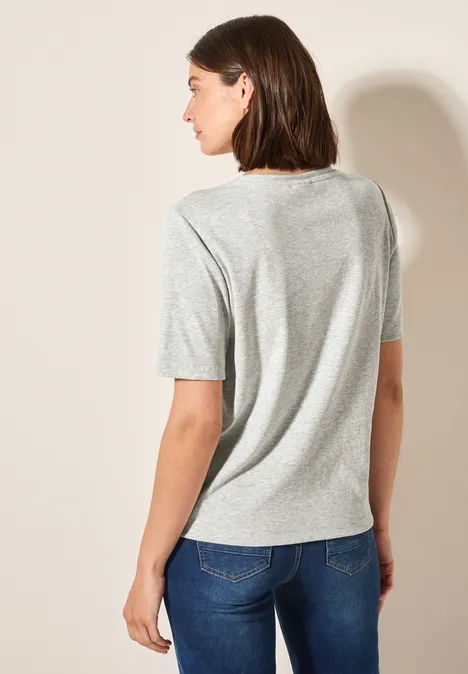 Basic Rippstruktur T-Shirt fog grey melange