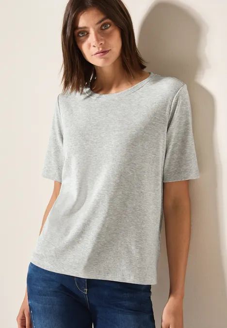 Basic Rippstruktur T-Shirt fog grey melange