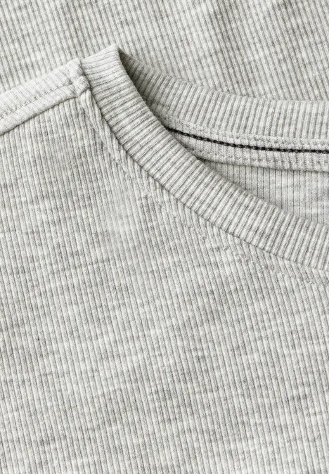 Basic Rippstruktur T-Shirt fog grey melange
