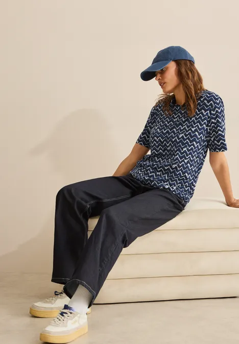 T-Shirt mit Minimal Print universal blue