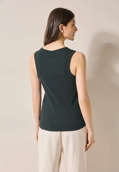 Basic Top mit Rippstruktur slate khaki