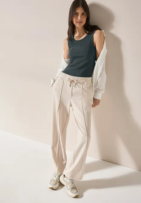 Basic Top mit Rippstruktur slate khaki