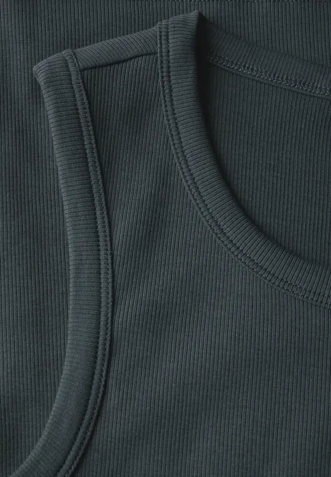 Basic Top mit Rippstruktur slate khaki