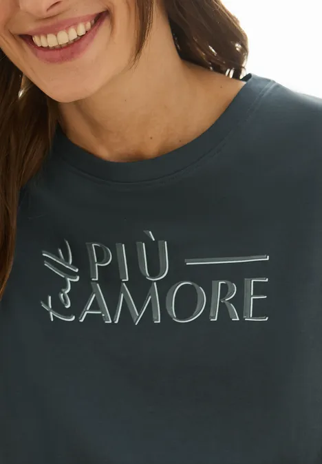T-Shirt mit Wording slate khaki