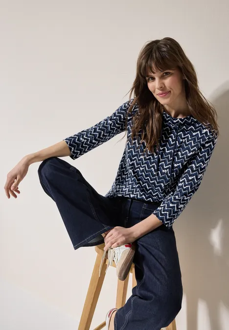 Shirt mit Minimal Print universal blue