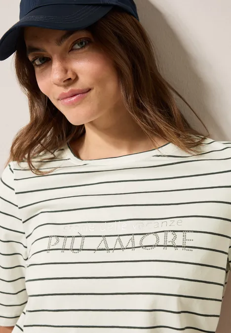 Streifenshirt mit Wording vanilla white