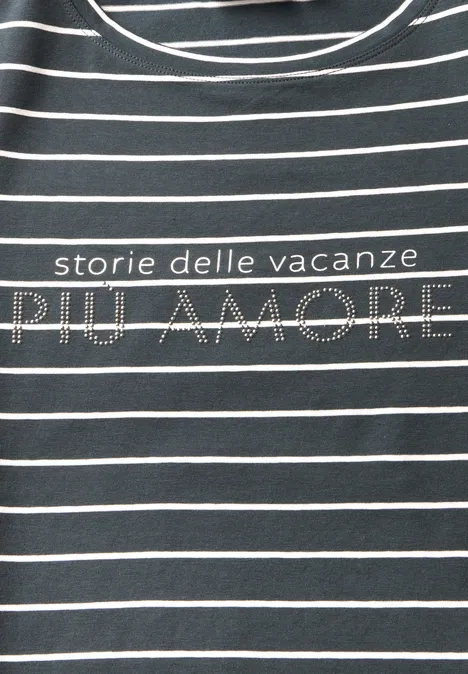 Streifenshirt mit Wording slate khaki