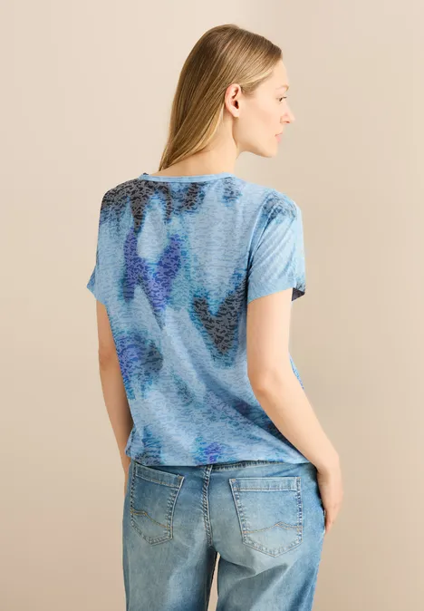 Print-Shirt mit Wording pastel blue