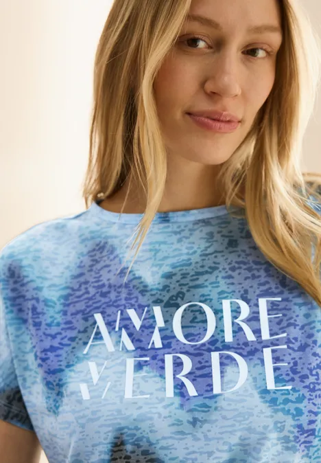 Print-Shirt mit Wording pastel blue