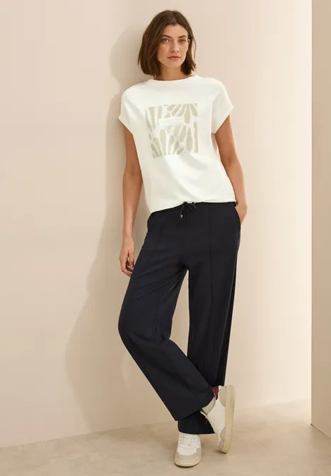 T-Shirt mit Glitzer-Print vanilla white