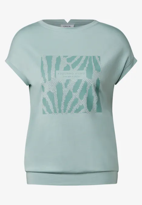 T-Shirt mit Glitzer-Print cool salvia green