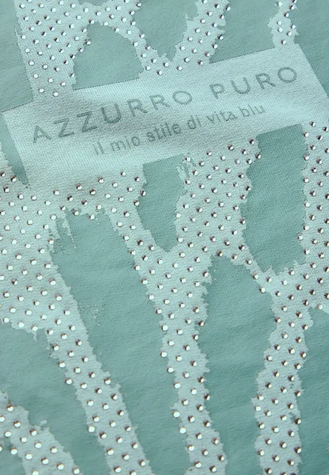 T-Shirt mit Glitzer-Print cool salvia green
