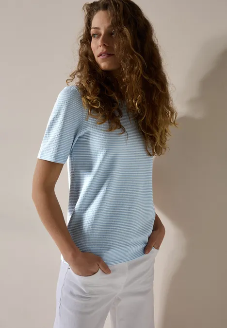Streifenshirt mit Struktur pastel blue