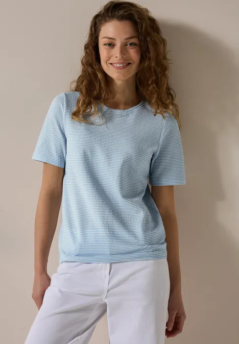 Streifenshirt mit Struktur pastel blue