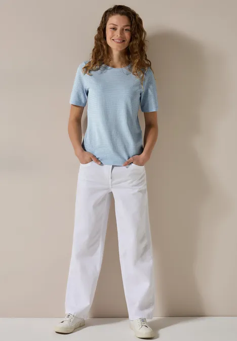 Streifenshirt mit Struktur pastel blue