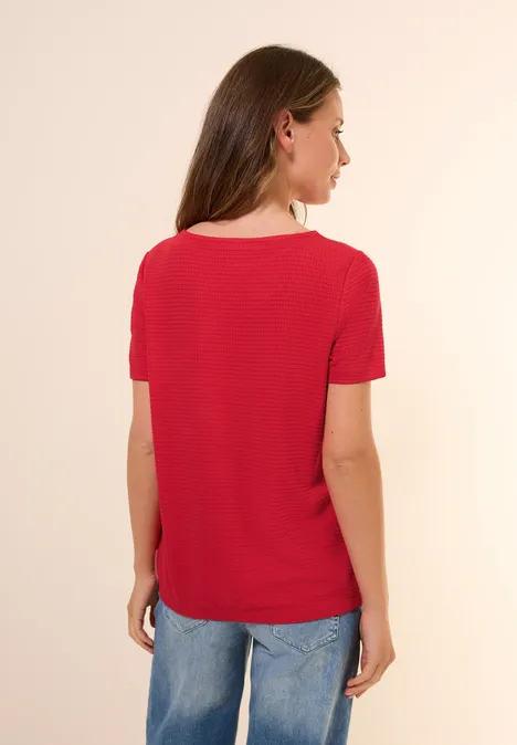 Strukturshirt mit Knoten glazed apple red